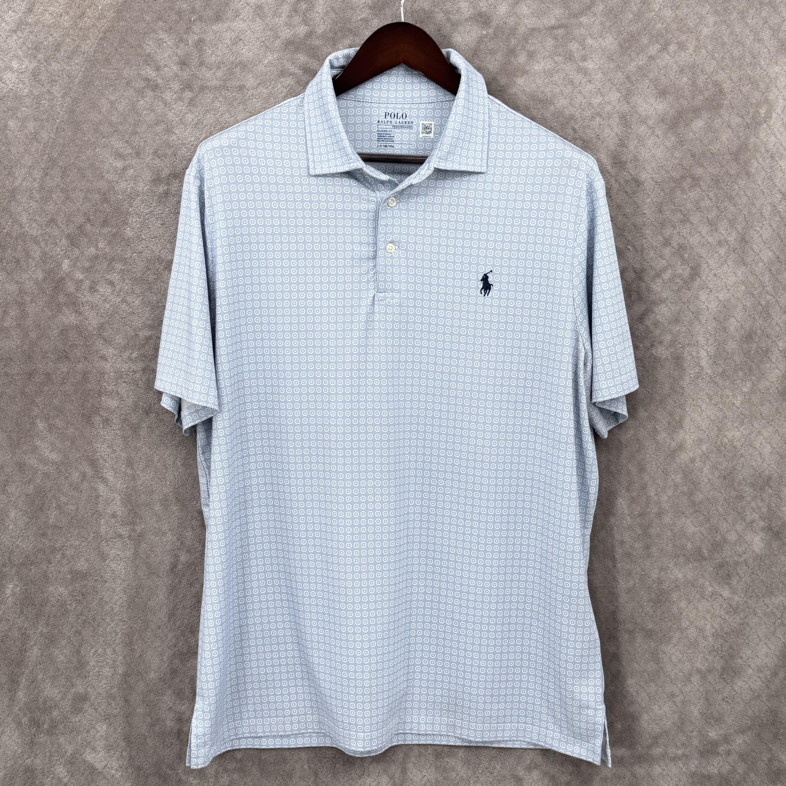 Polo Ralph Lauren Performance Polo Shirt Mens Large Blue Geometric Golf Classic