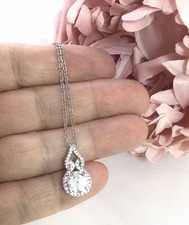 Vintage Jewellery White Gold Sapphires Chain Necklace Antique Deco Jewelry