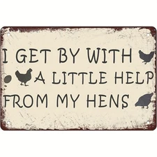 Farmhouse Chicken Coop Tin Metal Sign I Live with The Help 8x12 