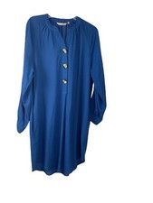 Soft Surroundings Medium Souk 3 Button Shift Shirt Mini Dress Blue Boho Classic