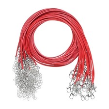 25 Pack 18" Waxed Necklace Cord, 1.5mm Bracelet Cord with Lobster Clasp Red