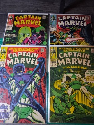 Marvel's Space-Born Superhero! Captain Marvel #3,5,7,8 Lot of 4 Marvel 1968