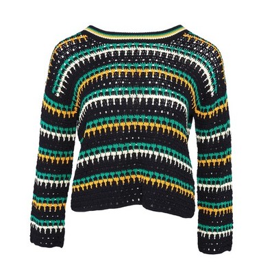 Sandro Paris Damen Pullover schwarz Strick gestreift Gr. 1 S UK 8 Ganzjahres
