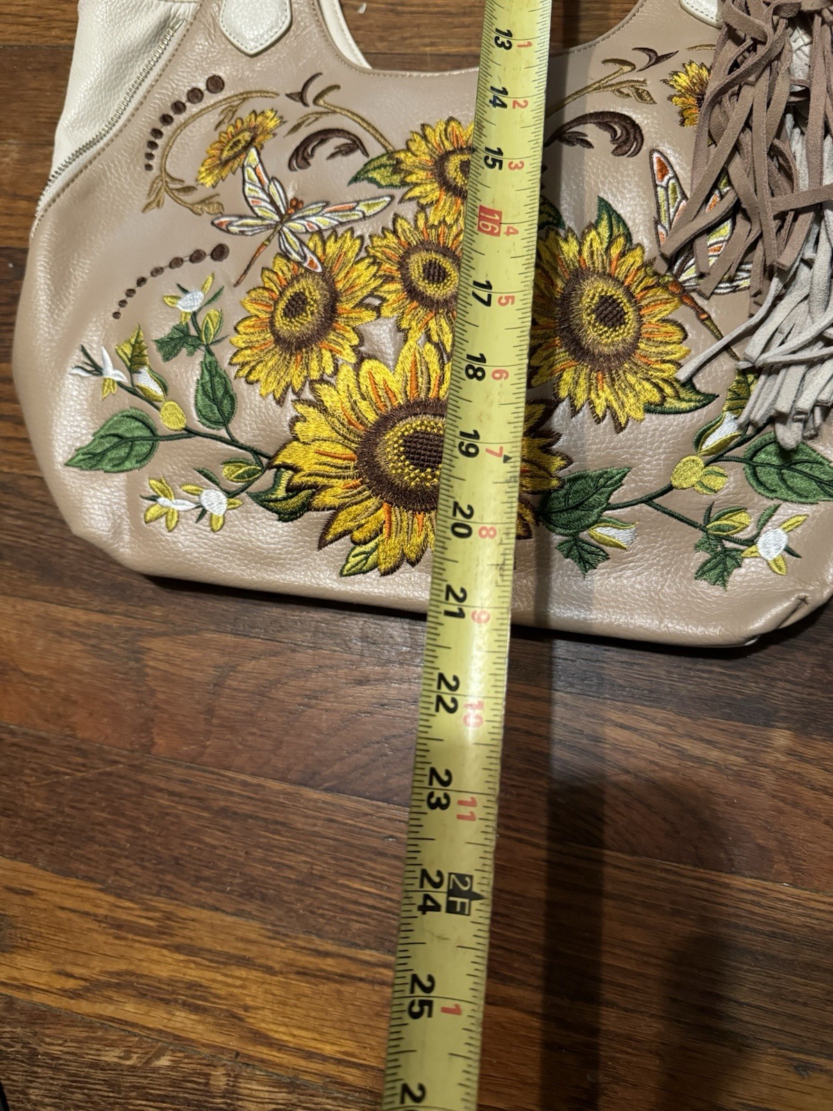 VINTAGE SHARIF SUNFLOWER LEATHER PATCHWORK BAG