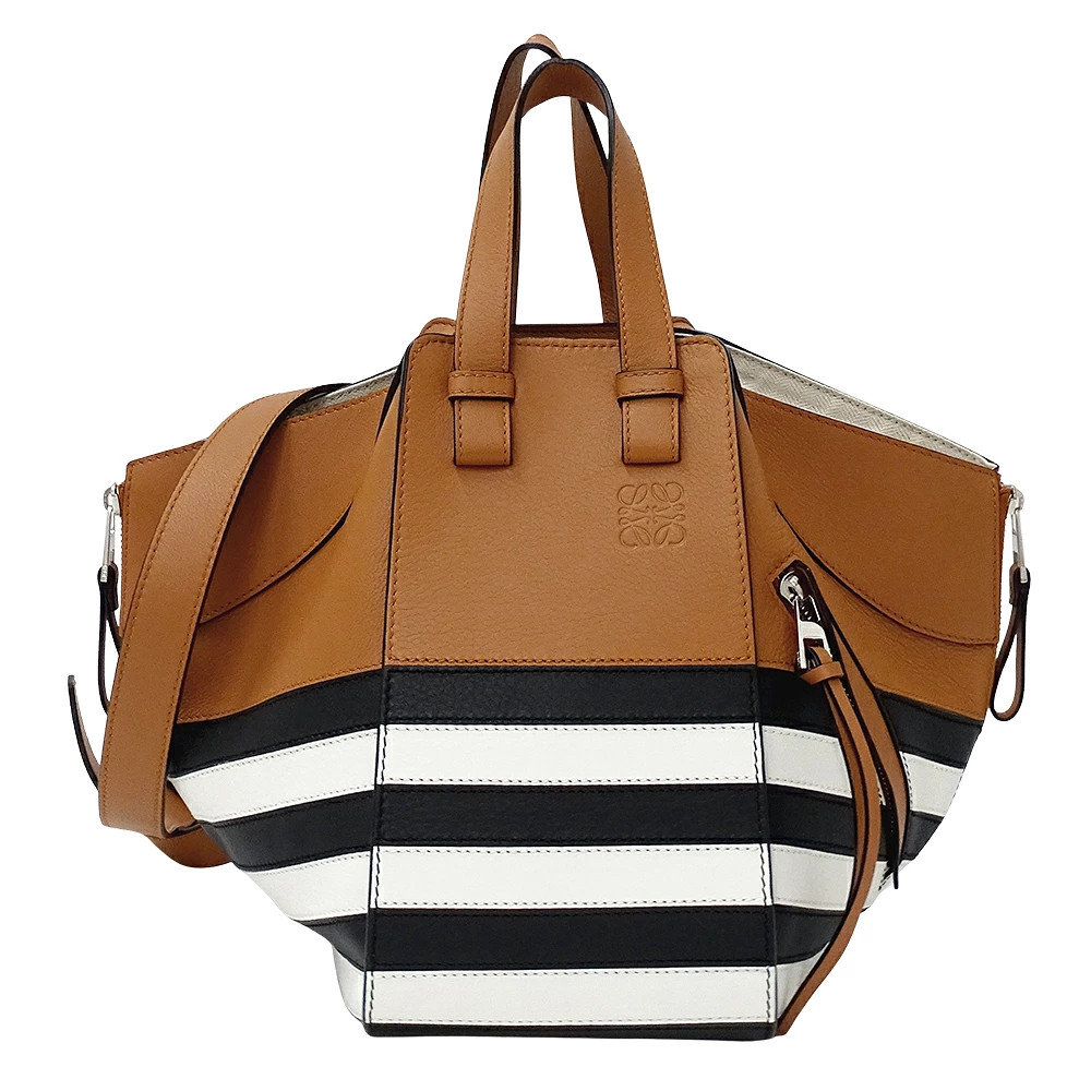 Loewe Hammock Mini 2way Bag Shoulder Bag Leather Brown Black White #BBB053