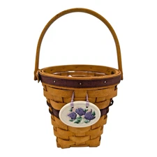 Longaberger 1994 May Series Lilac Basket 5th Edition with Protector and Tie-On