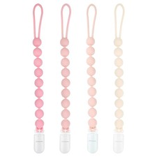 Baby Girl Newborn Essentials, 4 Pack Silicone Pacifier Clips for Girls, Piece...