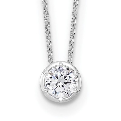 14K Weißgold 3/4 Kt Rundschliff Labor gezüchtet Diamant Solitär Anhänger Halskette 18''