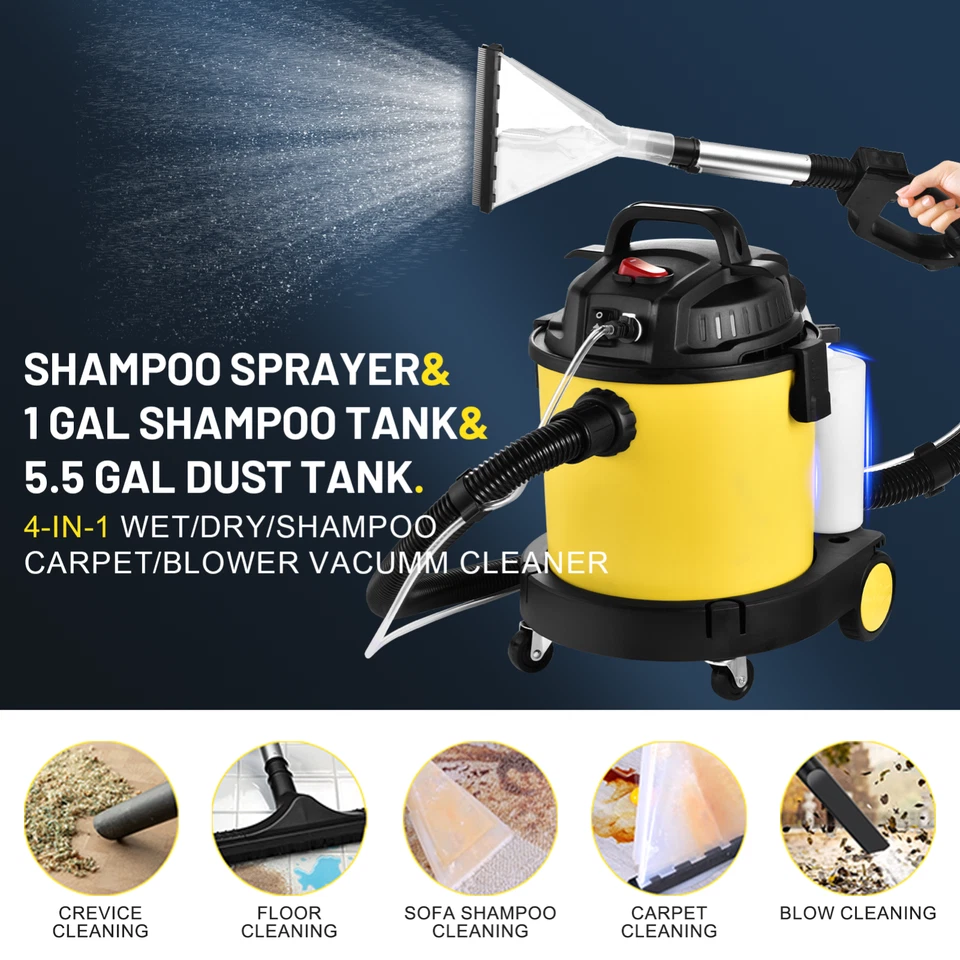 Vacmaster 6 Gallon 5.5HP Wet Dry Car Vacuum Cleaner Upholstery Shampoo 4-IN-1 - Image 4 of 4