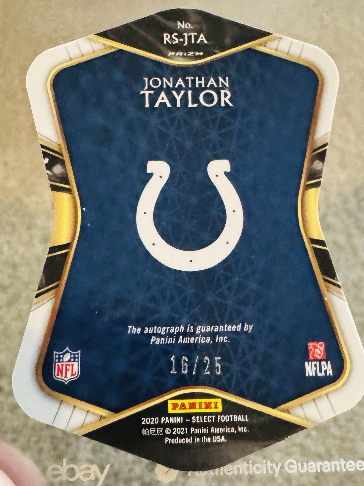 🐎 2020 Panini Select ROOKIE AUTO # /25 Tie-Dye Prizm Die Cut - Jonathan Taylor view 2