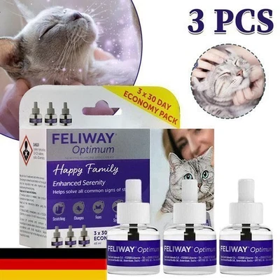 AS SHOWN 3x FELIWAY® Optimum Nachfüllflakon 48ml - New in box DE-2025.