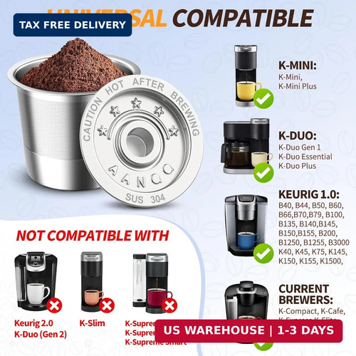 2 Pack K Cup Reusable Coffee Pods for Keurig: Stainless Steel Refillable K - Picture 2 of 6