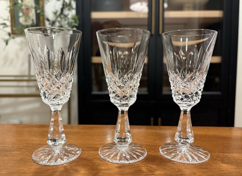 (3) WATERFORD CRYSTAL Kenmare Sherry Wine Glasses IRELAND 5 3/8” Pristine