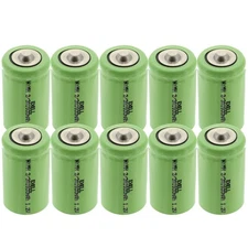 10-PACK Exell 2/3A 1.2V 1600mAh NIMH Rechargeable Button Top Batteries