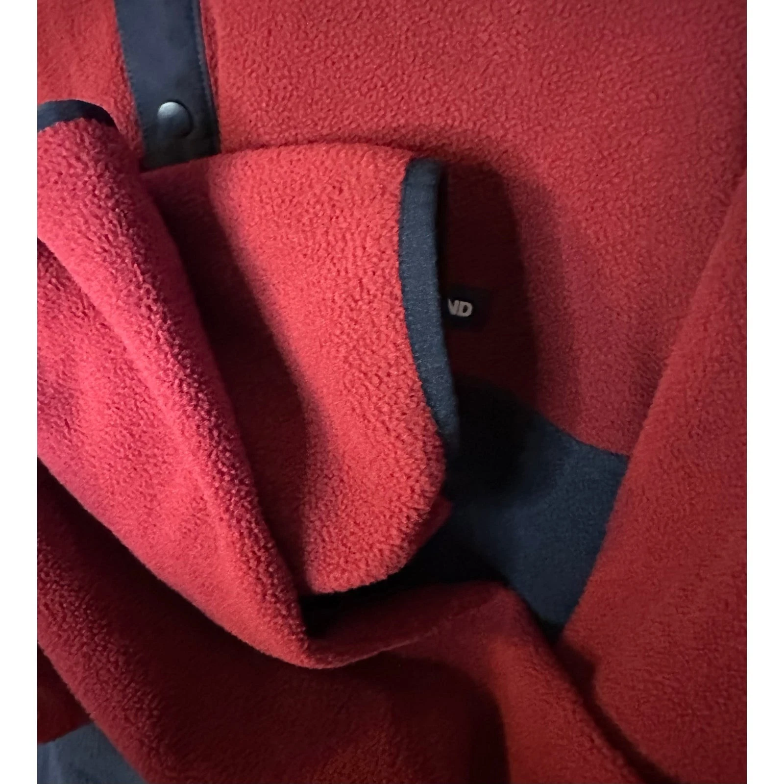 Lands' End men's Heritage Colorblock Red Navy Snap Neck Pullover Fleece XXL image 4