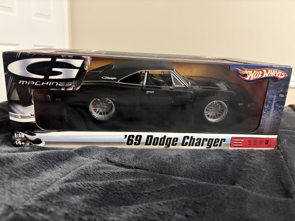 Hot Wheels G Machines 1:18 Diecast Black 1969 Dodge Charger Car 06
