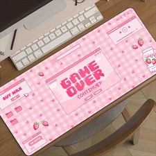 40 90cmPink Kawaii Anime Manga Gaming Mouse Pad  Desk Mat with Strawberry Cherr