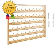 54 Spools Wooden Thread Holder Sewing and Embroidery Thread Rack and Organ...