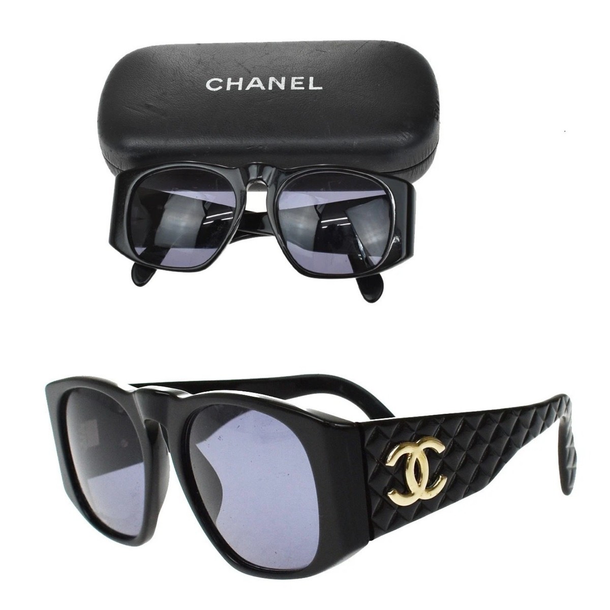 Auth CHANEL Black Vintage CC Sunglasses +Case 1450 | eBay display picture 2