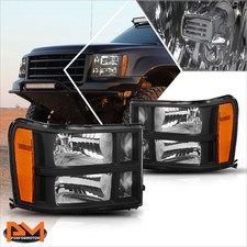 For 07-14 Gmc Sierra 1500-3500 Oe Factory Headlights Black Housing Amber Corner For 07-14 Gmc Sierra 1500-3500 Oe Factory Headlights Black Housing Amber Corner