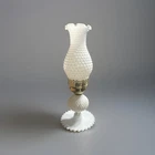 Vintage Hobnail White Milk Glass Electric Key Turn Lamps Approximately 12" Tall