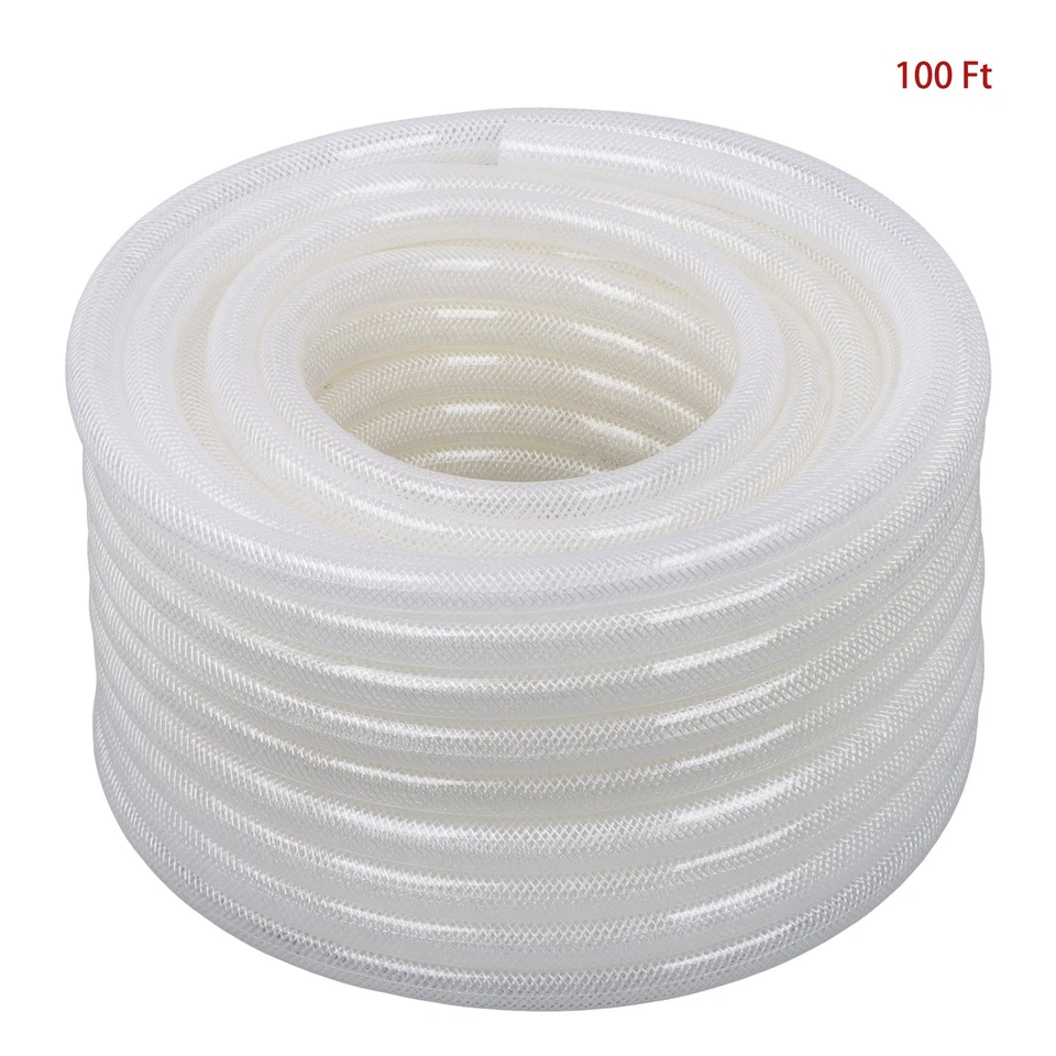 1/2" ID 3/4" OD Clear Braided PVC Hose 100ft, Flexible for Water Air Oil - Image 3 of 4