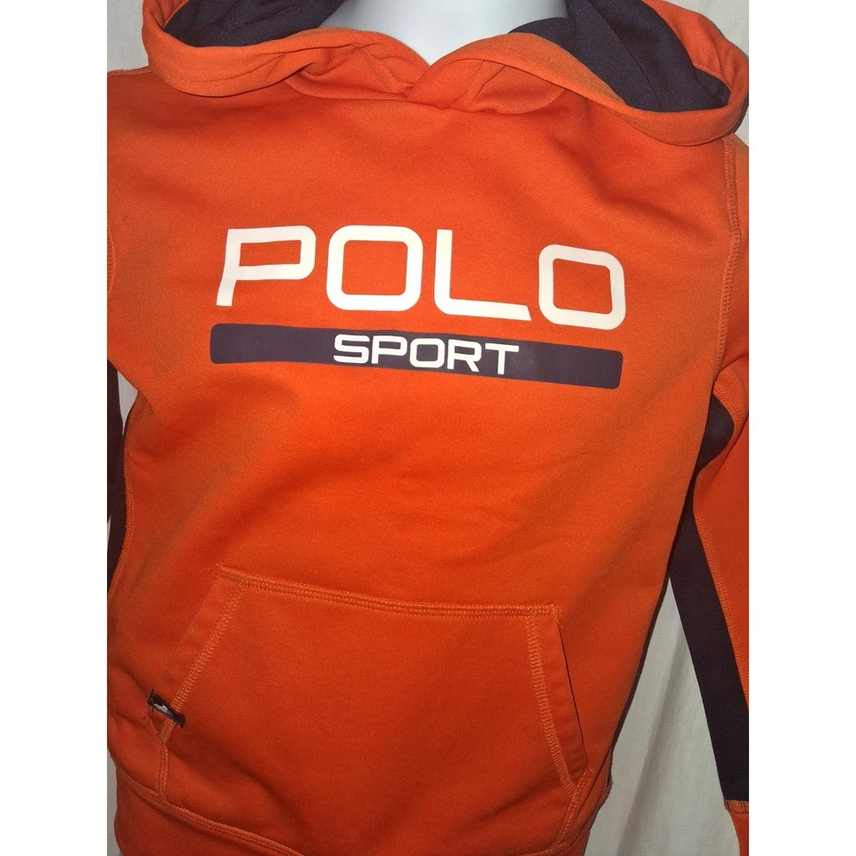 Polo Ralph Lauren Sport толстовка с капюшоном пуловер толстовка оранжевый черный детский размер 7 - Изображение 2 из 4
