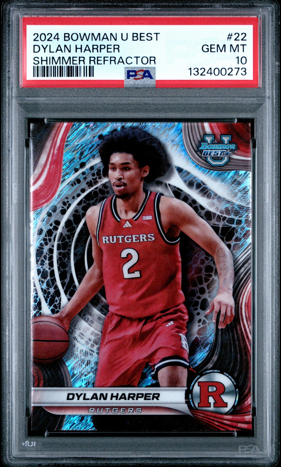 2024 BOWMAN UNIVERSITY BEST SHIMMER REFRACTOR #22 DYLAN HARPER PSA 10