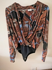 Babaton Aritzia AMBROSE bodysuit patterned blouse Womens M