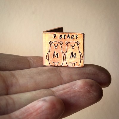 Personalisierte Karte Miniatur 7 JAHRE Kupfer 7. Hochzeitstag