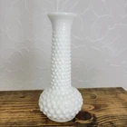 Vintage EO Brody Decorative Hobnail Bud Vase 8" White Milk Glass Long Neck