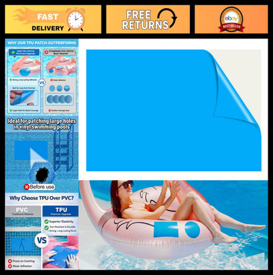 Extra Large Waterproof Pool Liner Repair Patch Kit, Self-Adhesive TPU for Pools