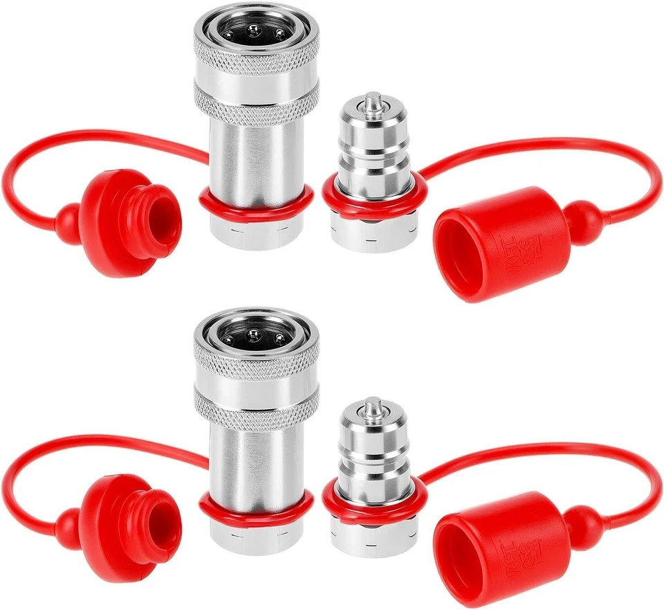 2 Pack 3/8 NPT Hydraulic Quick Connect Couplers 4000 PSI 3/8 Body Steel Set ISO