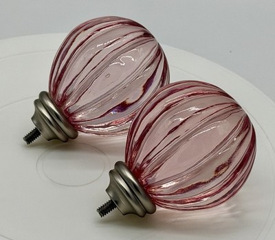 Pottery Barn Girly Pink Jewel Curtain Rod Finials Room Decor - Set Of 2