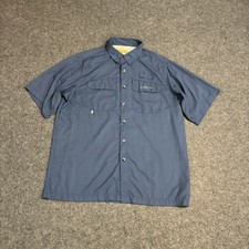 Habit Vented Button Shirt Size Large Short Sleeve Performance Fishing Blue