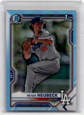 2021 Bowman Draft Chrome Sky Blue Refractor Peter Heubeck RC Los Angeles Dodgers
