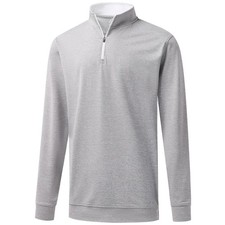 Mens Quarter Zip Pullover Solid 1/4 Zip Pullover Mens Athletic Long Sleeve Sw...