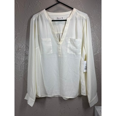 89th & Madison Womens Ivory Cloud Dancer long Sleeve Top Shirt Blouse Sz XL NWT