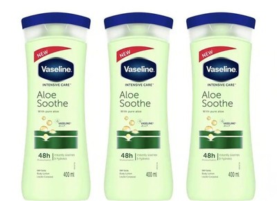 Vaseline Intensive Care Aloe Soothe Hydrating Lotion Dry Skin 400ml 3 Pack