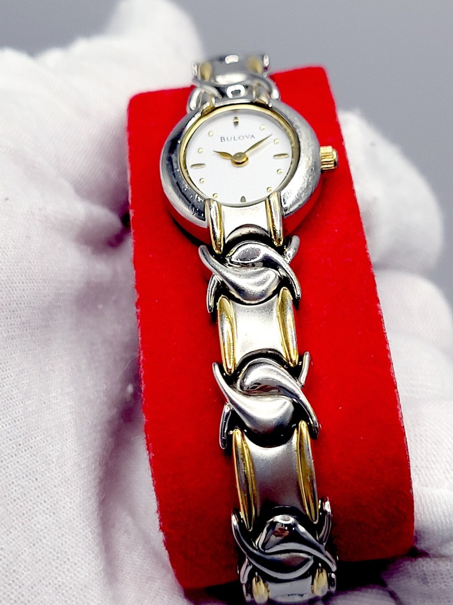 Works [N. MINT] 2000 Bulova 18mm Vintage Textured Dial Two Tone
