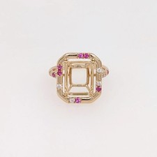 925 Sterling Silver 10x12 MM Emerald Cut Semi Mount Valentine's Day Ring