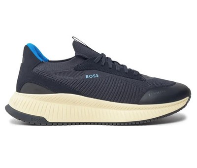 Boss Turnschuhe Herren Dunkelblau Freizeit Sneaker mit Logo - TTNM Evo Slon Größe 12