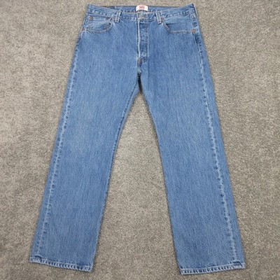 Levis Jeans Mens 36x30 Blue 501 Button Fly Regular Straight American Denim Pants