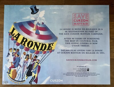 La Ronde, 4k Restoration, Save Curzon Mayfair Campaign (2023) Cinema Quad Poster
