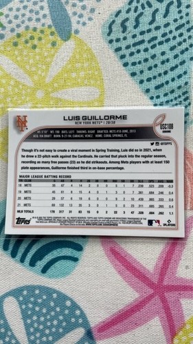 Luis Guillorme Purple 2022 Topps Chrome Update USC108 New York Mets - Picture 2 of 2