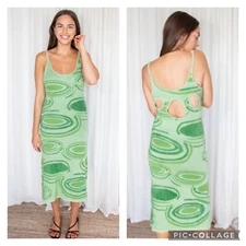 House Of Sunny Hockney Green Knitted Midi Dress Size 2