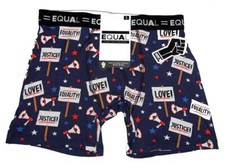 EQUAL Black Heritage "Equality Love Justice" Bullhorns Signs Navy Boxers Men's