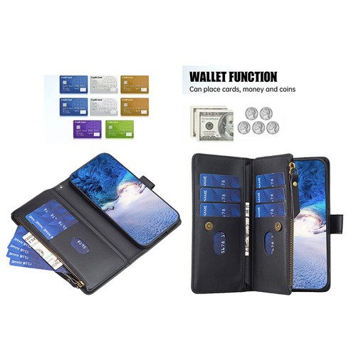 For Nokia C32 C22 C12 G42 G22 G21 Luxury Leather Zipper Wallet Card Case Cover - Picture 32 of 43