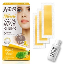 30-Count Facial Wax Strips for Hair Removal, Wax Kit with Post Wax Oil for Women