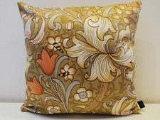  William Morris Golden Lily Sateen gold & green Velvet Cushion Cover Sanderson